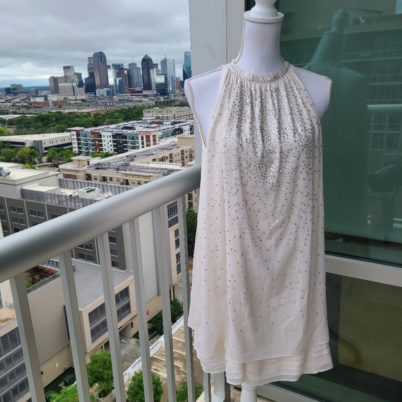 Alice+Olivia Cream Halter Mini Cocktail Dress Med - Picture 14 of 14